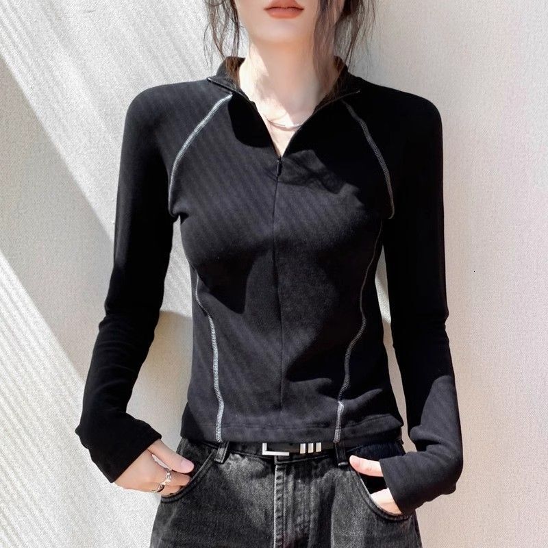Designer Hoodie Turtleneck Double-sided Thermal Long Sleeve T-shirt For Women New Autumn And Winter Slim Polo Shirt Designer Shirt Fit Slimming Base Layer Warm Top