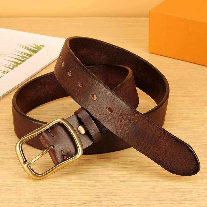 Full Grain for Men100% Italian Real Solid Leather Casual Jeans 5mm Thick Men's Heavy Duty Work Belt S260228