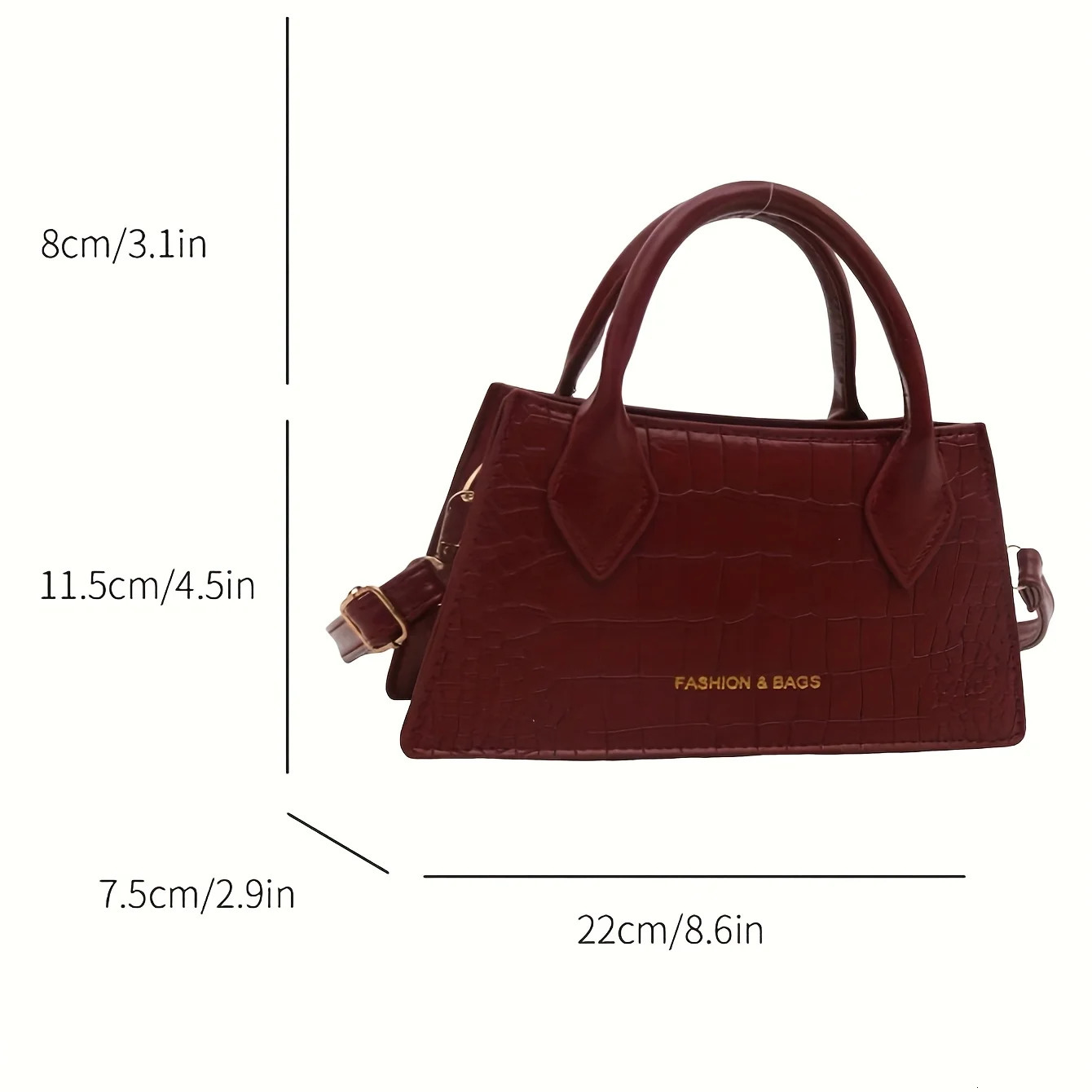 Burgundy Red Elegant Small Bag Adjustable Shoulder Strap and Zipper Closure Suitable for Travel and Daily Use 260302