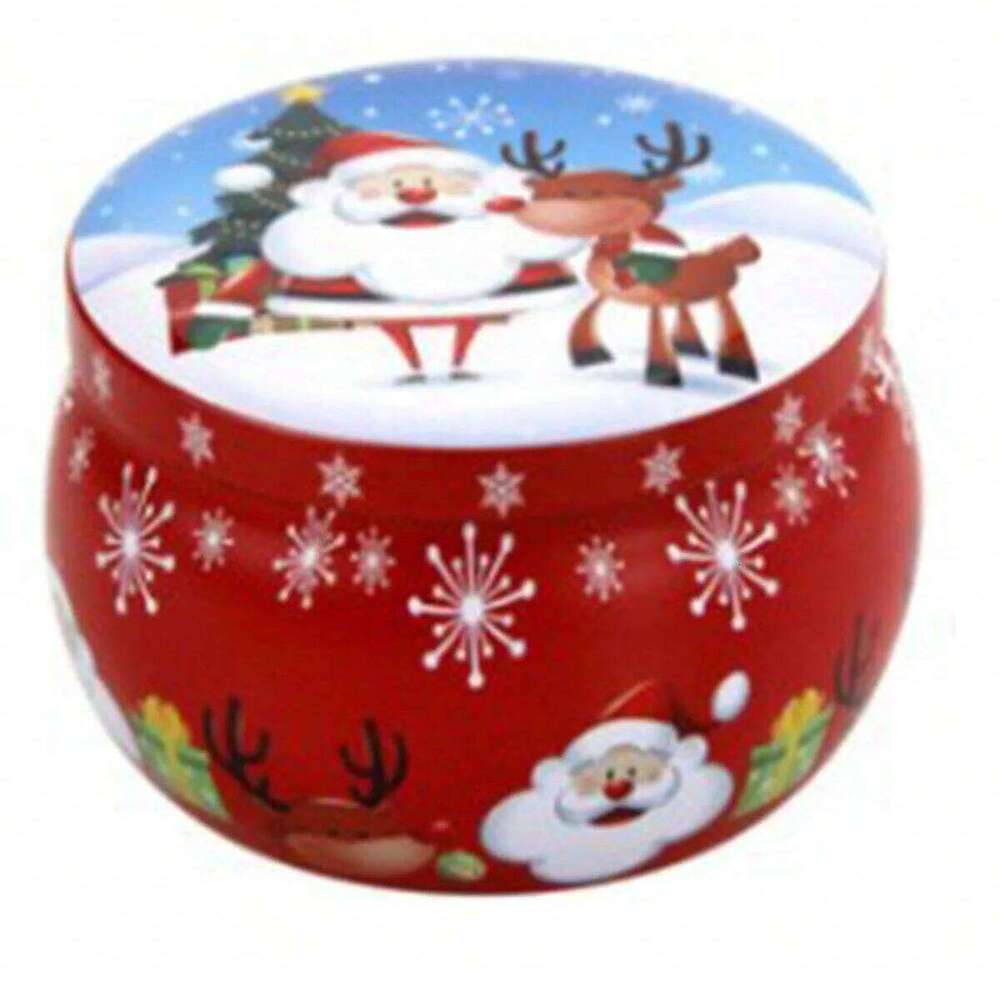 1/2PCS Christmas Atmosphere Santa Claus Tin Box Plant Formula Aroma Candles Suitable for Bedroom and Living Room W260303