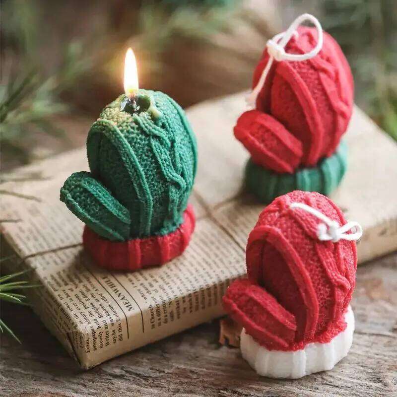 Christmas Gloves Shape 3D Scented Candle Aromatherapy Soy Wax for Wedding Birthday Festive Home Atmosphere Decoration 1/3 Pack W260303