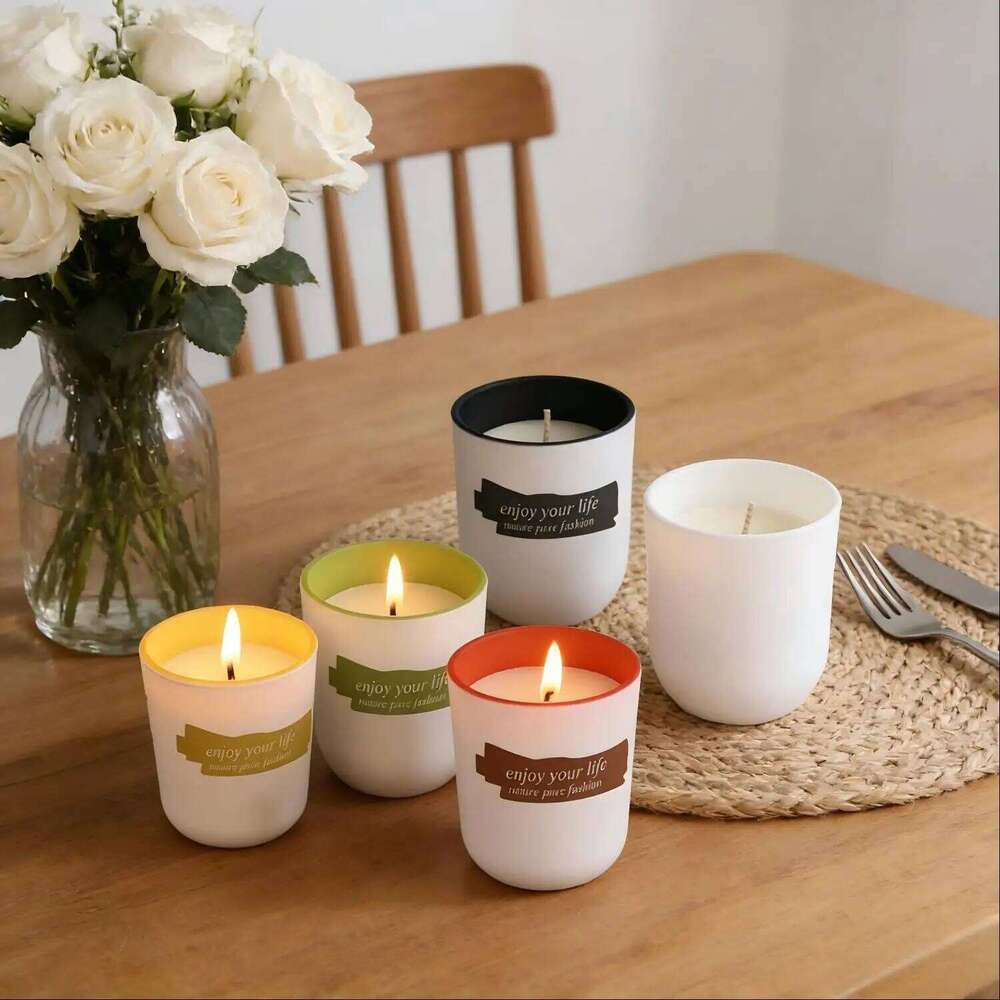 1pc Large Scented Candle in Curved Bottom Colorful Cup - Trendy Long Lasting Smokeless, Aromatic Home Decor for Bedroom Bathroom W260303