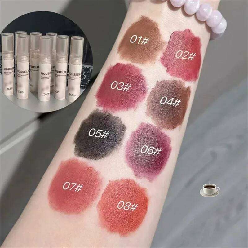Matte Black Lipstick Waterproof Mousse Mud Nude Brown Gothic Velvet Moisturize Silky Gloss Non-stick Lip Makeup H260302