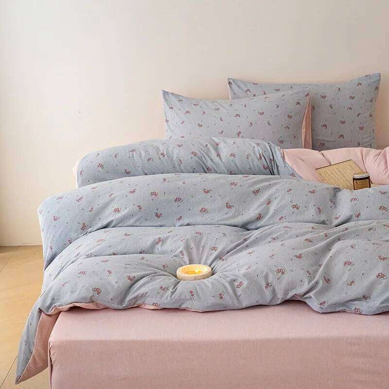 2025 new yarn-dyed warm fleece ground double-layer yarn bed four-piece set thickened in autumn and winter cute cartoon W260302