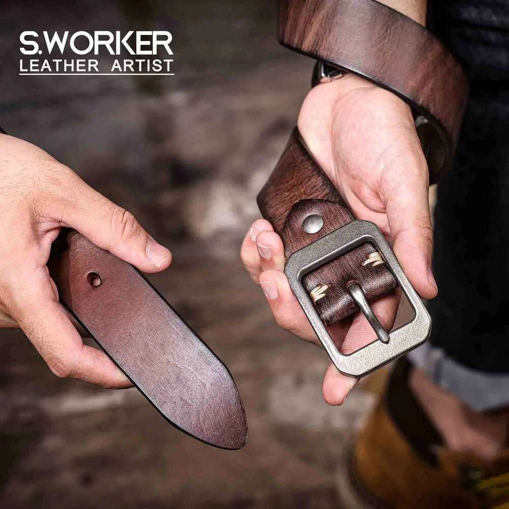 Genuine Men's Cowhide Belts Stainless Steel Buckle, Italian Thickened Leather With Box,Ideal Choice For Gift S260228