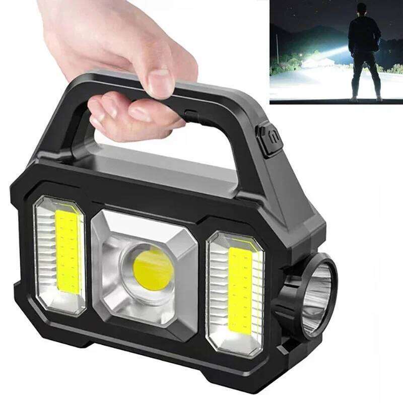 Solar Rechargeable Flashlight Zoomable Waterproof COB LED Torch Brightly Light Portable Powerful Lantern for Camping S260302