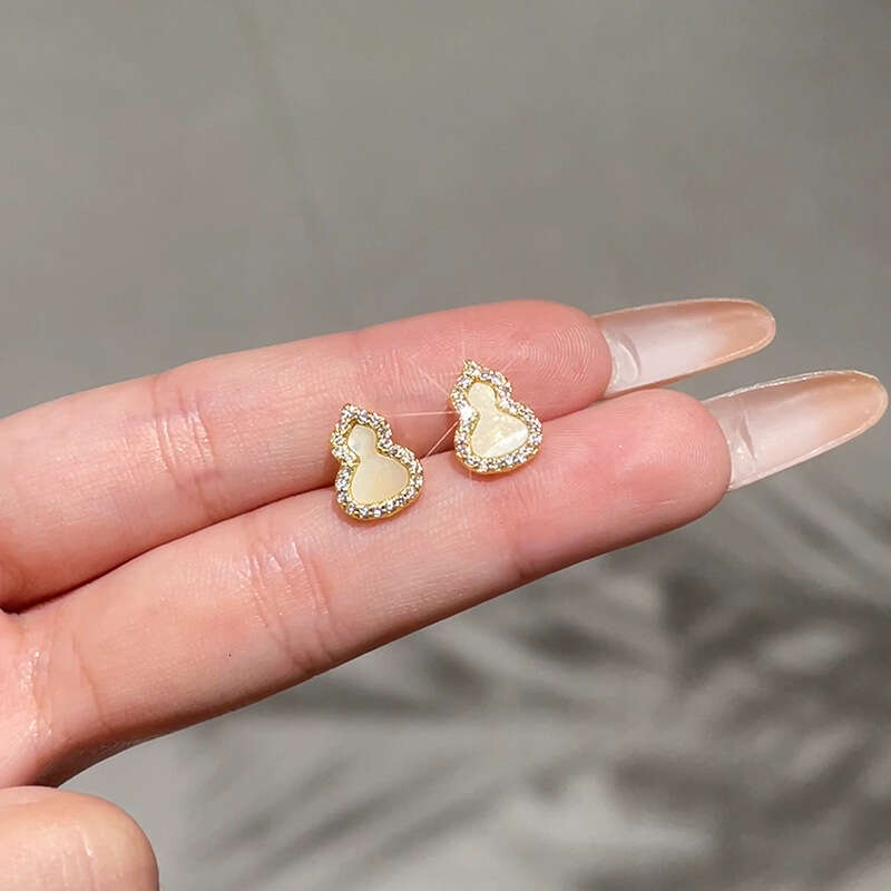 Gourd-shaped Earrings For Women Light Luxury Niche High-end Micro-inlaid Zircon Earrings Trendy Ear Accessories