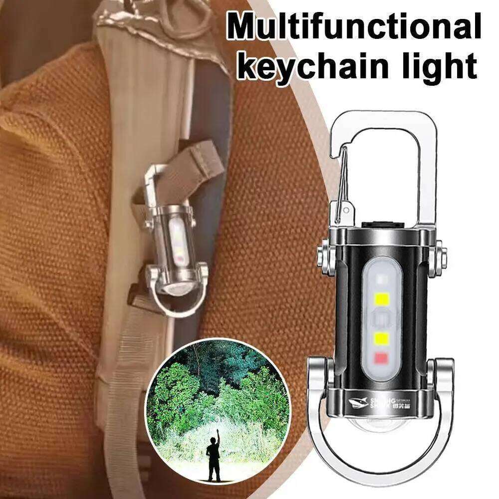 Powerful COB LED Keychain USB Rechargeable Hanging Portable Flashlight Waterproof Keyring Camping Walking Pocket Lamp S260302