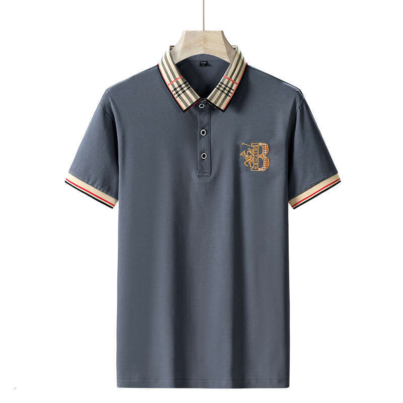 Summer T-shirt Men's Polo Shirt Casual Solid Embroidered Collar Top