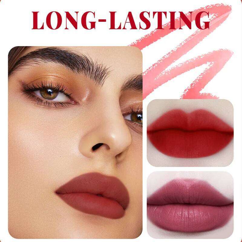 6 Color Velvet Liquid Lipstick - Square Tube Matte-Satin Lip Color, Transfer-Resistant Highly Pigmented, Long-Wearing & Smooth H260302