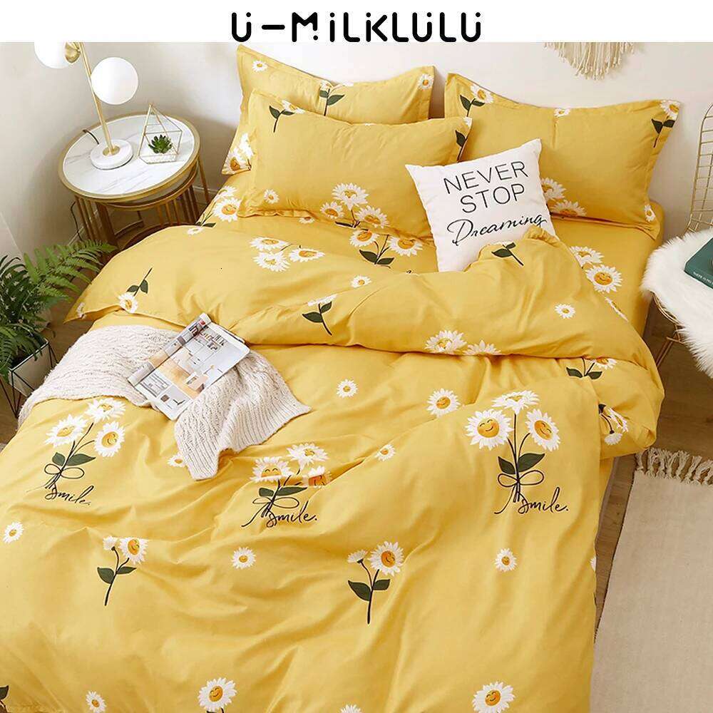 Sunflower Bedding Set, Yellow Sheet Single Double Queen, King Size, Elastic Duvet Cover, Pillowcase Country Style Bed Comforters W260302 W260302