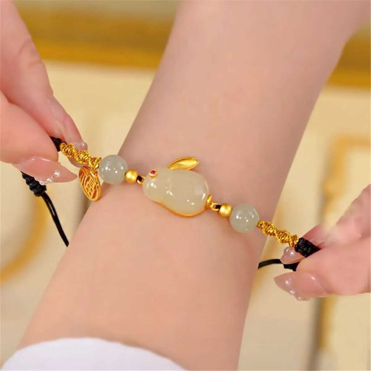 Fashion Rabbit Ulzzang Kawaii Bracelet for Women Cute Chinese Vintage Jewelry Lucky Bell Gifts for Family Lovers Femme Gifts H260303