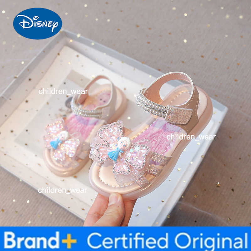 Disney Elsa Girls Glitter Sandals Princess Crystal Beach Shoes for Kids Soft Sole Summer Footwear New Arrival H260303