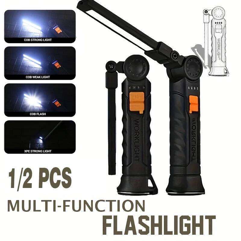Rechargeable Portable Work Light w/360 Rotation,Magnetic Base,Hooks,IPX5,Adjustable Brightness,Camping,Fishing,Reading,Outdoor S260302
