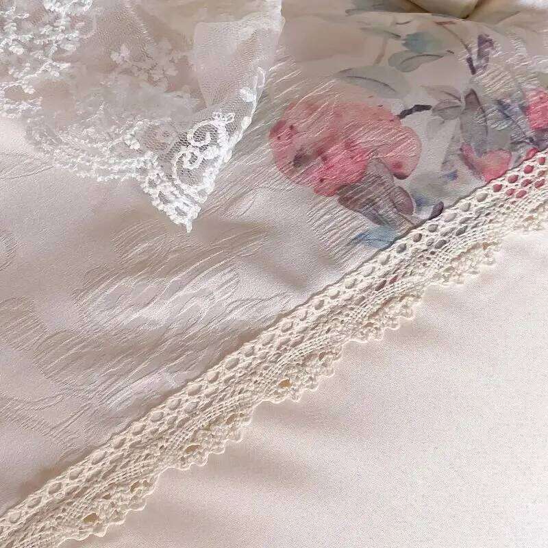 Vintage Jacquard Lyocell Bamboo Fiber Soft Silky Skin-friendly Bedding Set Duvet Cover Bed Sheet/Fitted Sheet Pillowcases 4Pcs W260302