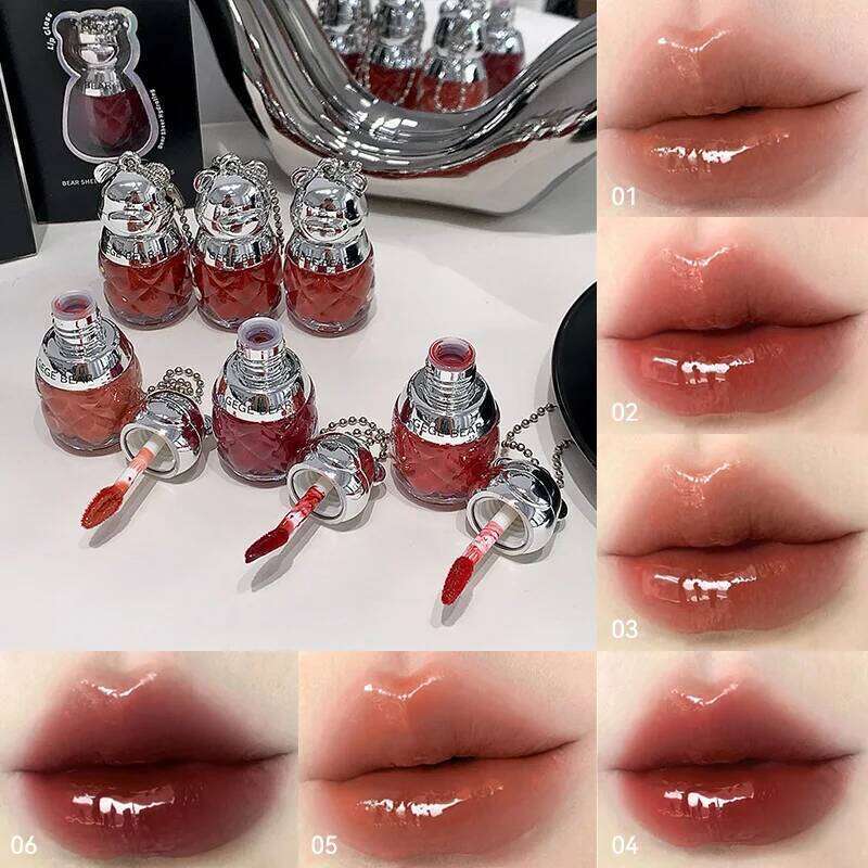 Gege Cute Bear Light Pitcher Glossy Dry Leather, High Gloss Ugly Lips, Accessories Lip Glaze, Highly Rich, White and Colors, Learn Man's Heart in