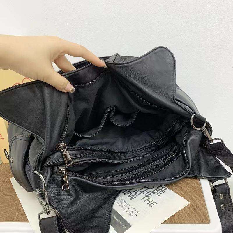 Luxury Shoulder Bags Totes Hobo Cross Border Exclusive Women S Vintage Washed Y K Hot Girl Motorcycle Large Capacity Japanese And Korean Trend Multi P