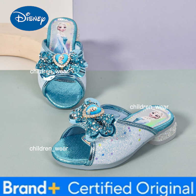 Disney Girls Elsa Princess Flip-Flops Summer Bow Sandals Anti-Slip Slippers for Big Kids H260303