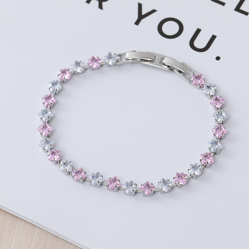 High-quality colorful zircon luxury bracelet, Korean-style fashion, simple elegant women's jewelry, versatile and sophisticated bracelet - view 3