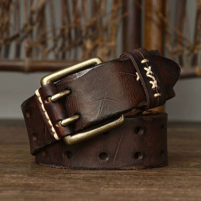 3.8CM High Quality Genuine Leather Brass Buckle Belt Luxury Designer Belts Men Pure Cowskin Fashion Strap Male Jeans for Man S260228