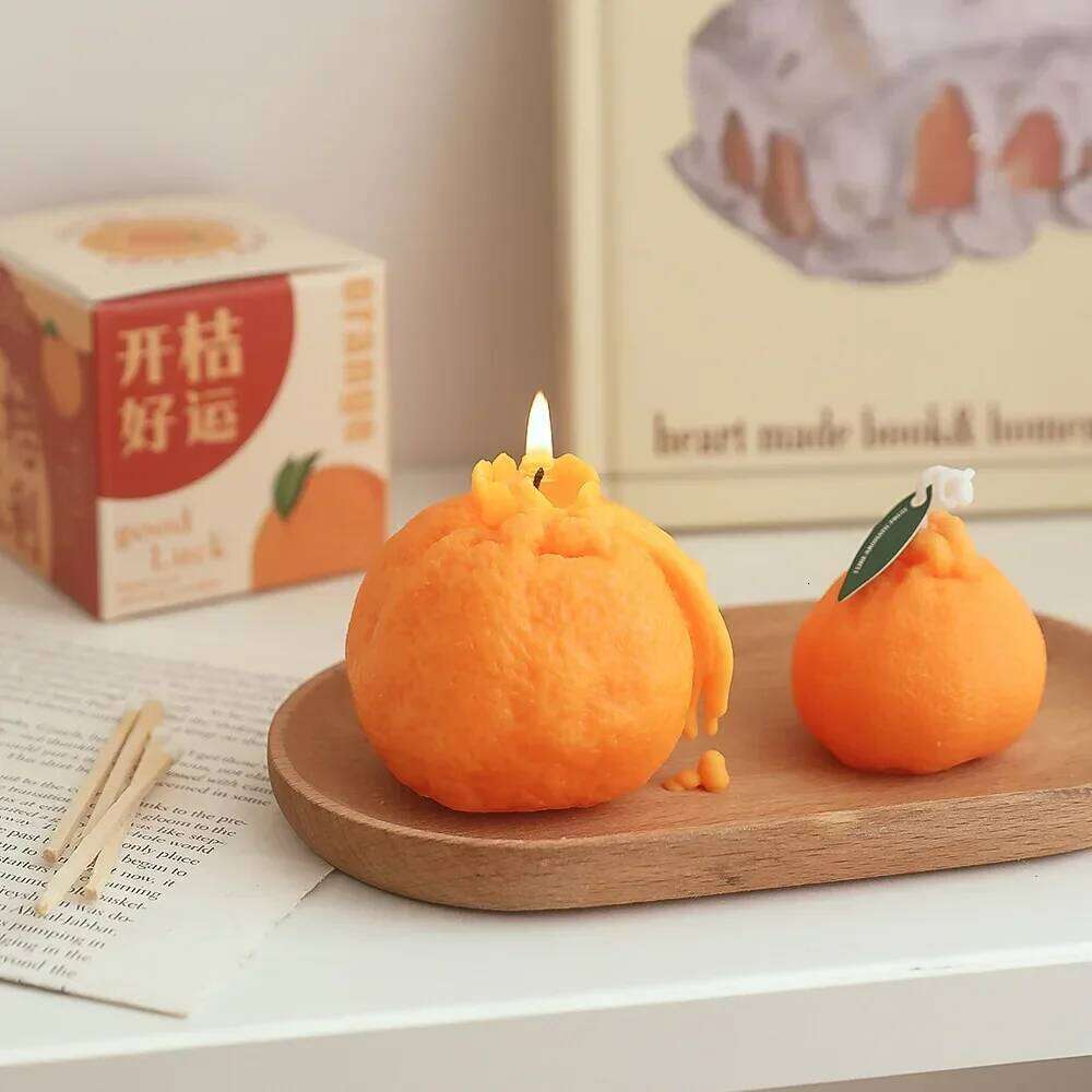 Tangerine Scented Candle, Handmade Souvenir, Small Gift, Photo Session, Imitation Fruit, Spring Festival, Lucky New Year Gift W260303