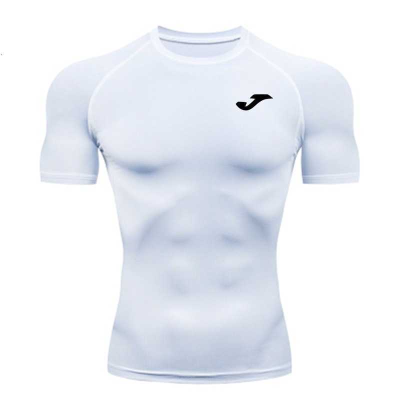 Men's short-sleeved quick-drying sports tight-fitting T-shirt with visible seams, quick-drying gym training tight-fitting clothing, sports short-
