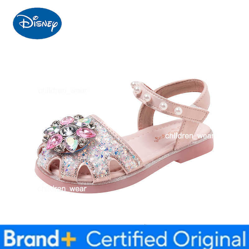 Disney Girls Sequins Crystal Princess Sandals Children Toes Capped Hollow Out Shoes Soft Bottom Fashion Kids Performance Shoes H260303