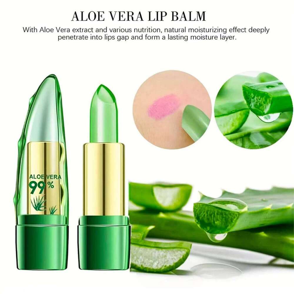 Moisture Lip Balm Aloe Vera Natural Lipbalm - Temperature Changed Color Lipstick Long Lasting Nourish Lips Care Makeup H260302
