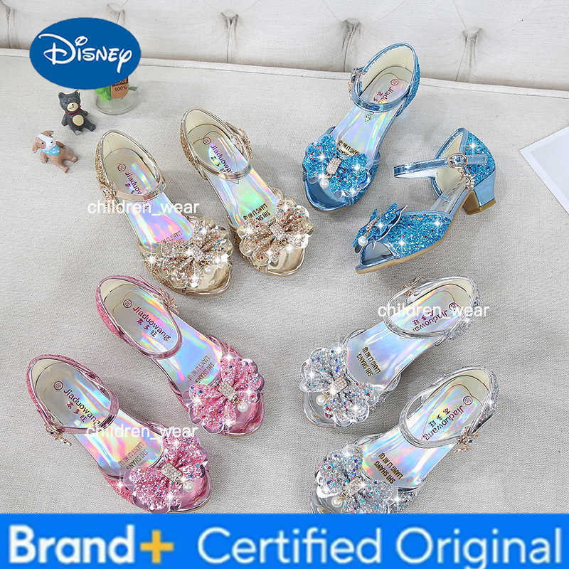 Disney Girls High Heels For Kids Princess Leather Sandals Children Halloween Cosplay Party Wedding Dancing Shoes Fashion Crystal Shoes H260303