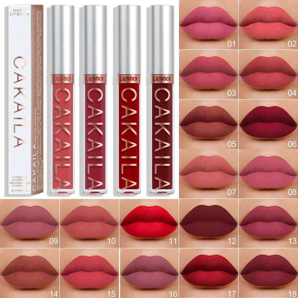 1 Pcs Waterproof Lip Gloss Lipstick Set - Nude, Dark Brown & Matte Red Shades, Long-Lasting 24-Hour Wear, Suitable for All Skin H260302