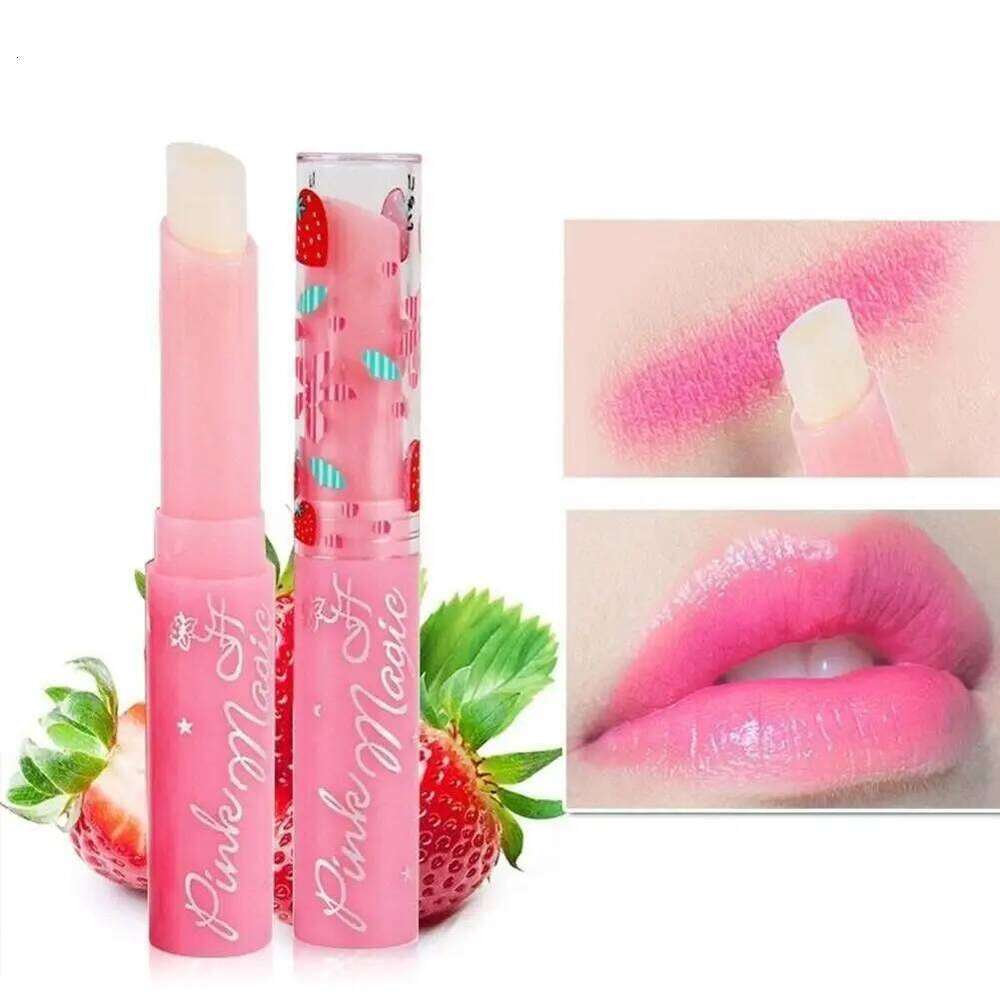 Strawberry Changing Balm Moisturizing Fading Non Stick Cup Lipstick Easy To Color Lip Gloss H260302