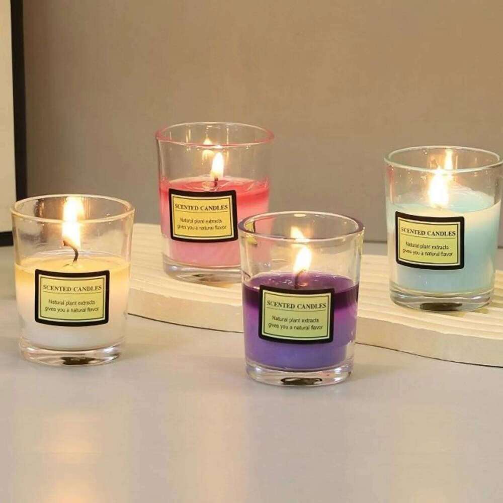 1pc Small Cup Frosted Glass Jar Candle Scented Minimalist Home Office Decor Multi-Purpose W260303