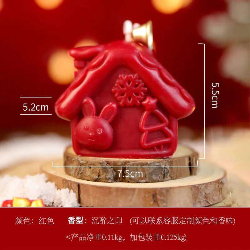 House Scented Candles for Room Decoration, Festive Christmas Cabin-Shaped Candles, Home Decoration Ornaments W260303