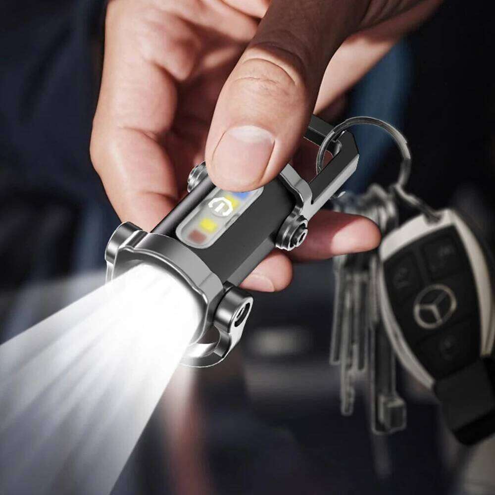COB LED Keychain Type-C USB Rechargeable Pocket Ultralight Flashlight for Camping Hiking S260302