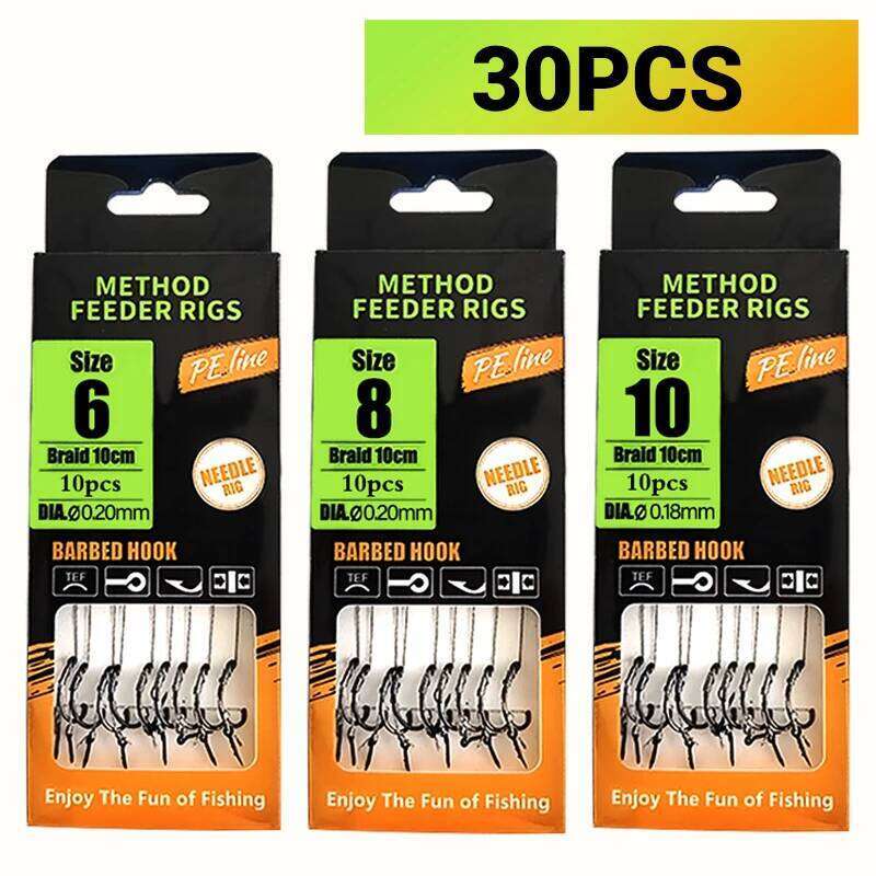 Ready Tied Method Feeder Rigs with Barbed Hooks, Braided Hooklink for Carp and Crucian Fishing, High Sensitivity & Quick Setup, Z260228