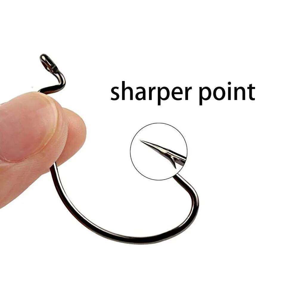 Hexakill 20pcs/lot 1#2#4#6# 10pcs/lot 1/0#2/0#3/0#4/0#5/0# wide crank fishing barded bass carp hook for soft worm lures Z260228