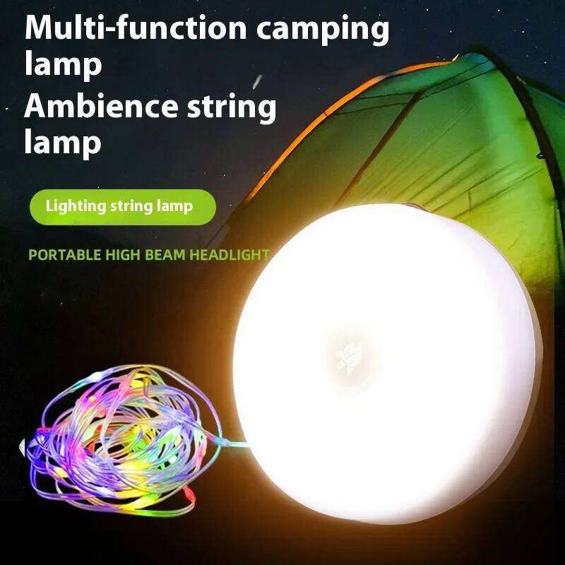 Solar Camping Lamps Rechargeable 10m String Lanterns Outdoor Waterproof Tent RGB Atmosphere Storage Light with Hook S260302