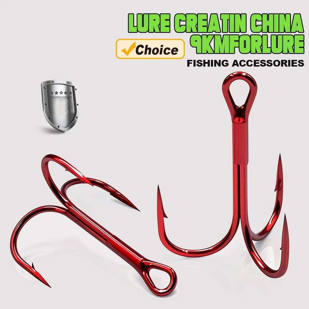 25Pcs High Carbon Steel Treble Hooks Red Triple for Freshwater & Saltwater Carp Bass Trout Barbed Fishing Hook Z260228