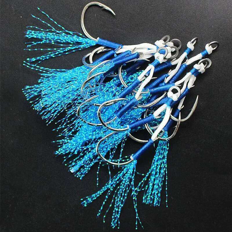5pcs Jig Head Iron Plate Double Blue Bright Wire Sea Lure Hook Fishing Gear Accessories Z260228