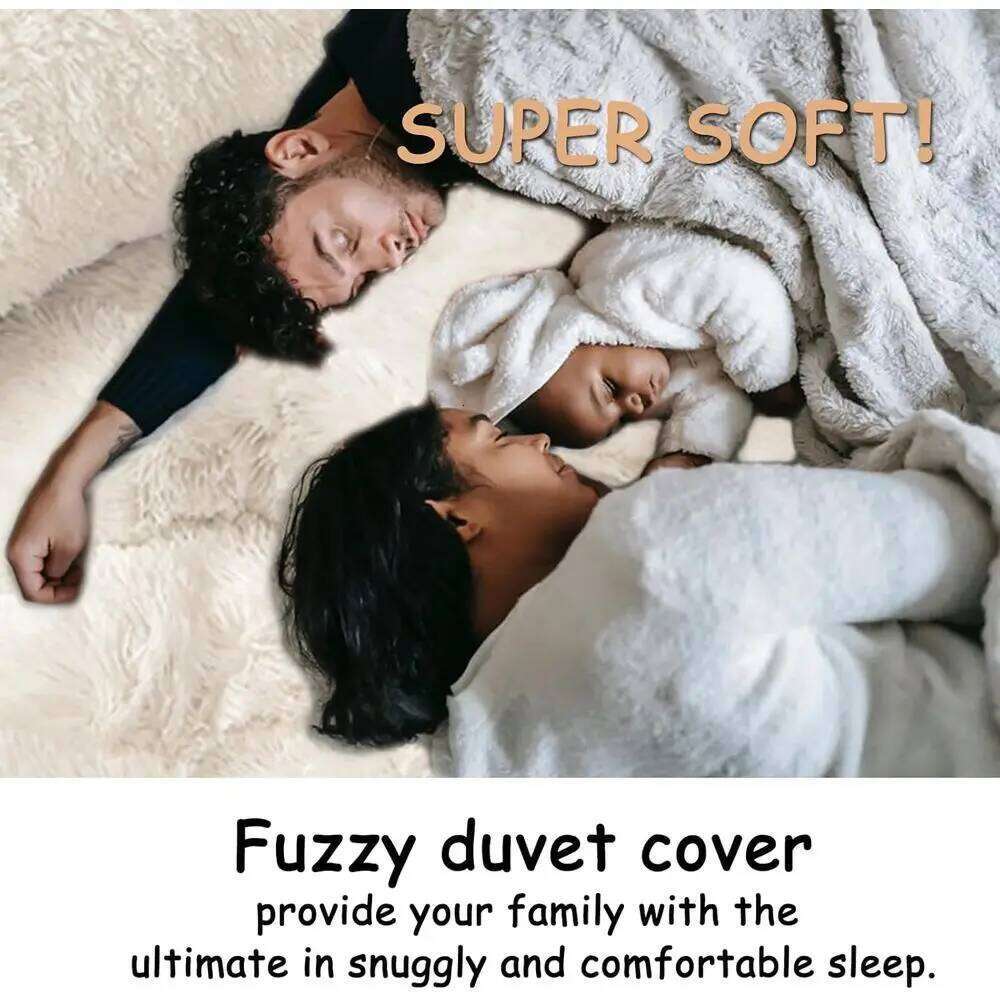 Red King Size Plush Shaggy Faux Fur Comforter Set with 5 Pieces: Velvet Quilt Cover, Pillowcases, and Fitted Sheets W260302