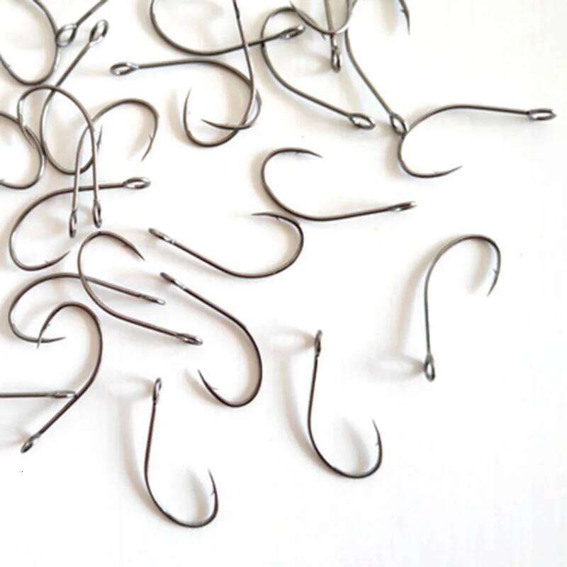 50Pcs/lot High carbon steel Single Nickel Large Hole Sharp Spoon Hook Stream Fishing Bait Trout Z260228