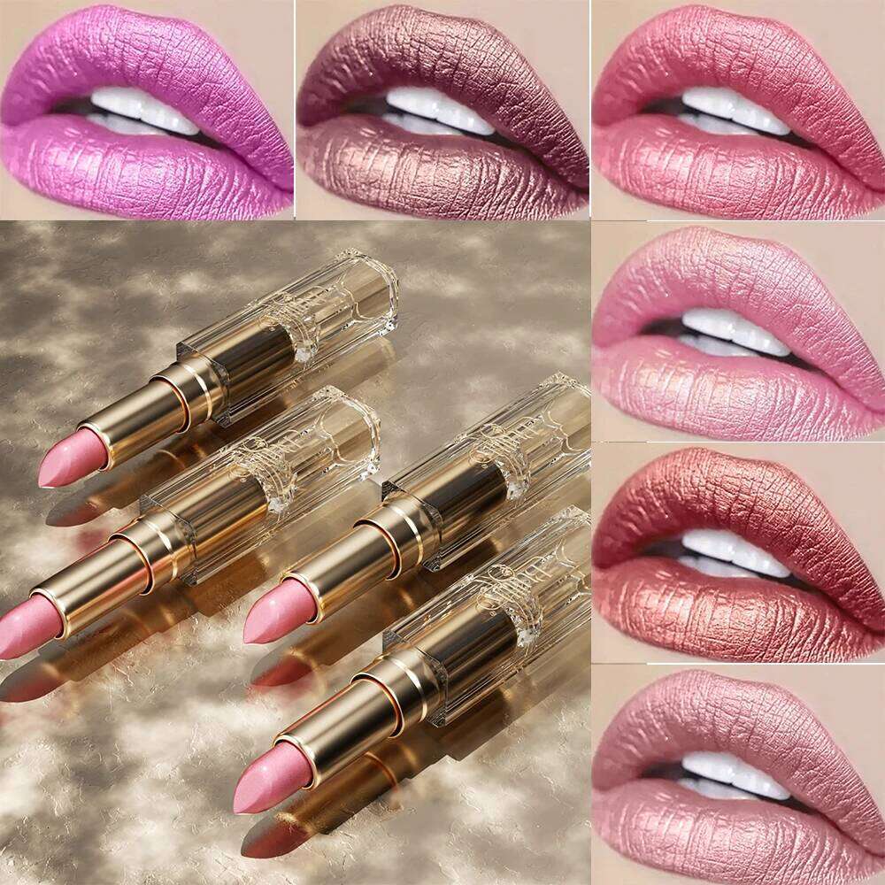 12 Colors Magic Pink Lipstick Gliter Shimmer Super Finish Matte Velvet Waterproof Glitter Lipsticks H260302