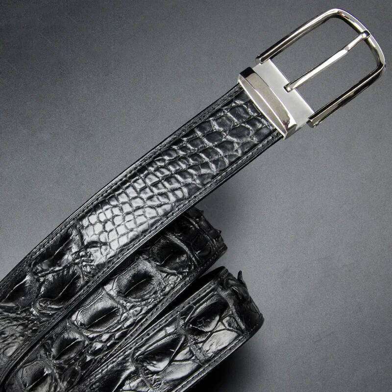 Authentic Crocodile Skin Men Waist Strap For Man Stainless Steel Needle Buckle Genuine Real Alligator Leather Male Belts J260303