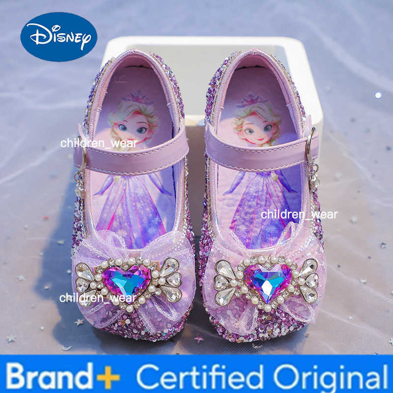 Disney Frozen Princess Elsa Cartoon Soft Sole Sandals Baby Girl Princess Shoes Crystal Shoes Children Flat Girl Leather Shoes H2603031