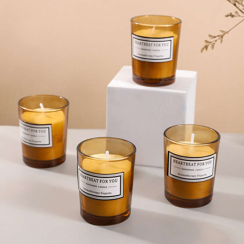 Small Brown Scented Glass Bottle Handmade Plant Wax Indoor Fragrance Candle Smokeless Gift Box In Stock W260303