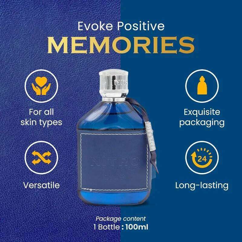 Dumont Nitro Blue Eau de Parfum Spray 100 ML Arab Perfumes Lasting Oriental Woody Pheromones Perfume 3.4 Ounce Cologne 26H0302