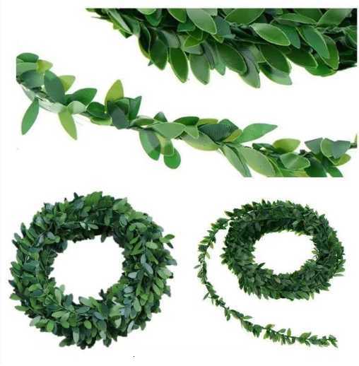 Simulated PVC Leaf Wire Vine Handmade Wreath Green Leaf Accessories 7.5m Christmas Cake Decoration Material C251126
