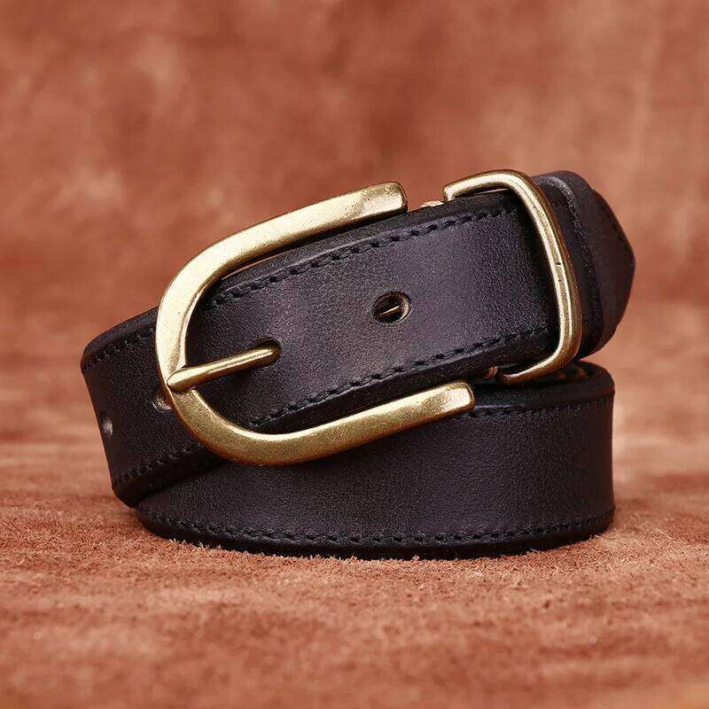 3.3CM Men High Quality Genuine Leather Belt Luxury Copper Buckle Belts Thickening Pure Cowskin Vintage Strap Male Jeans for Man S260228 1dc 5ba