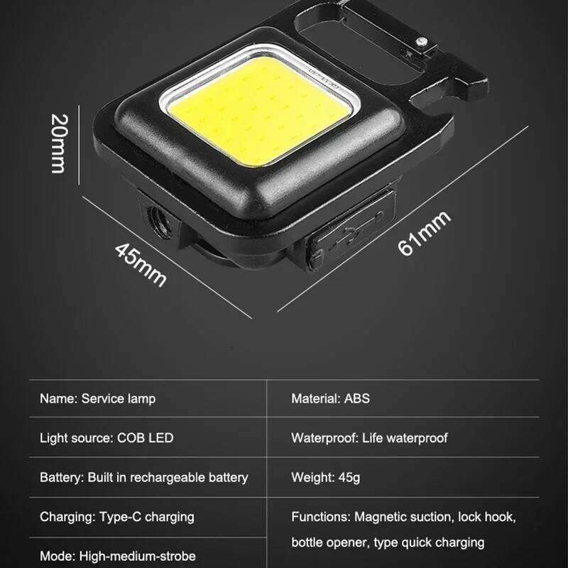 1/2/4PCS Portable Keychain Camping Multi-function COB Rechargeable Emergency Light Mini High Bright Outdoor Tools Lamp S260302