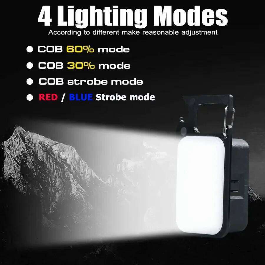 1/2PCS Mini Backpack 4 Mode LED Portable COB Flash Rechargeable Keychain Light Camping Hiking Pocket Flashlight S260302